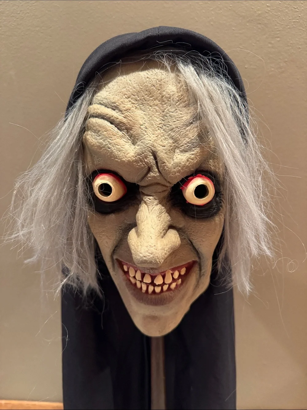 Vintage 1998 Halloween Mask Paper Magic Group Halloween Latex Mask Hooded Witch